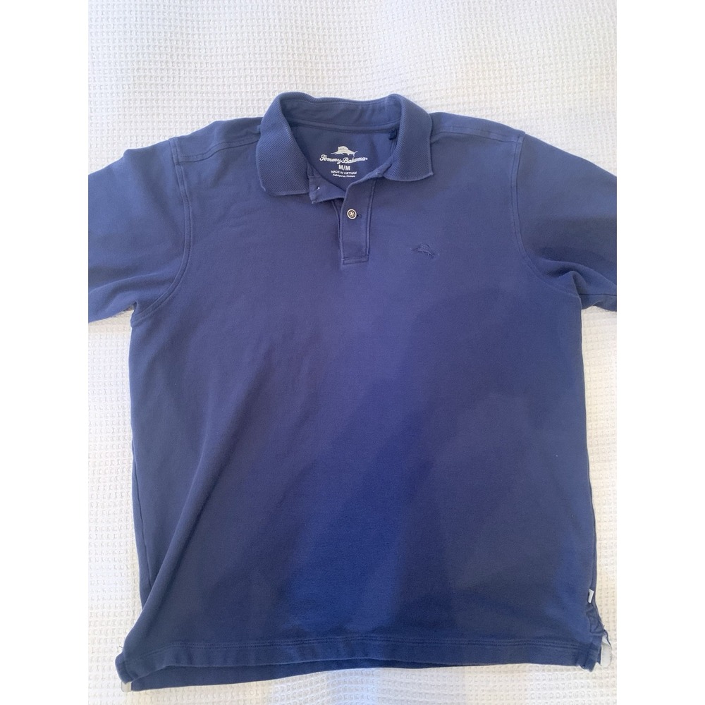 Tommy Bahama Blue Cotton Short Sleeve Polo‎ Shirt Mens Size M